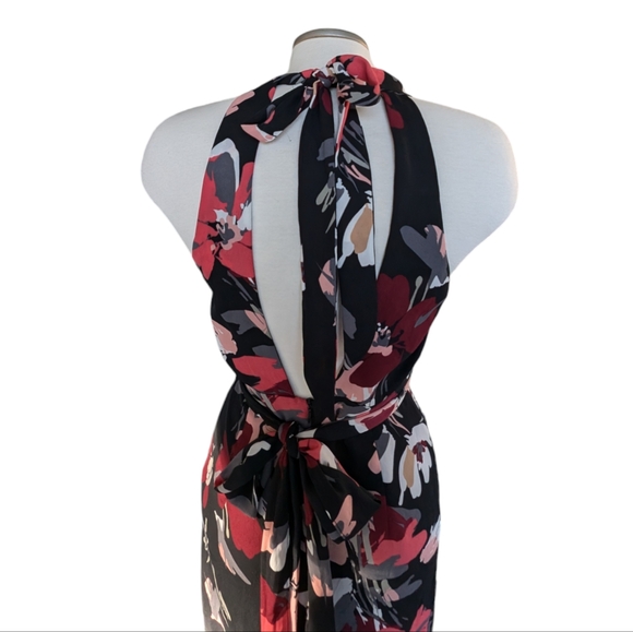 Olivaceous halter dress black & red floral size small - Picture 5 of 11